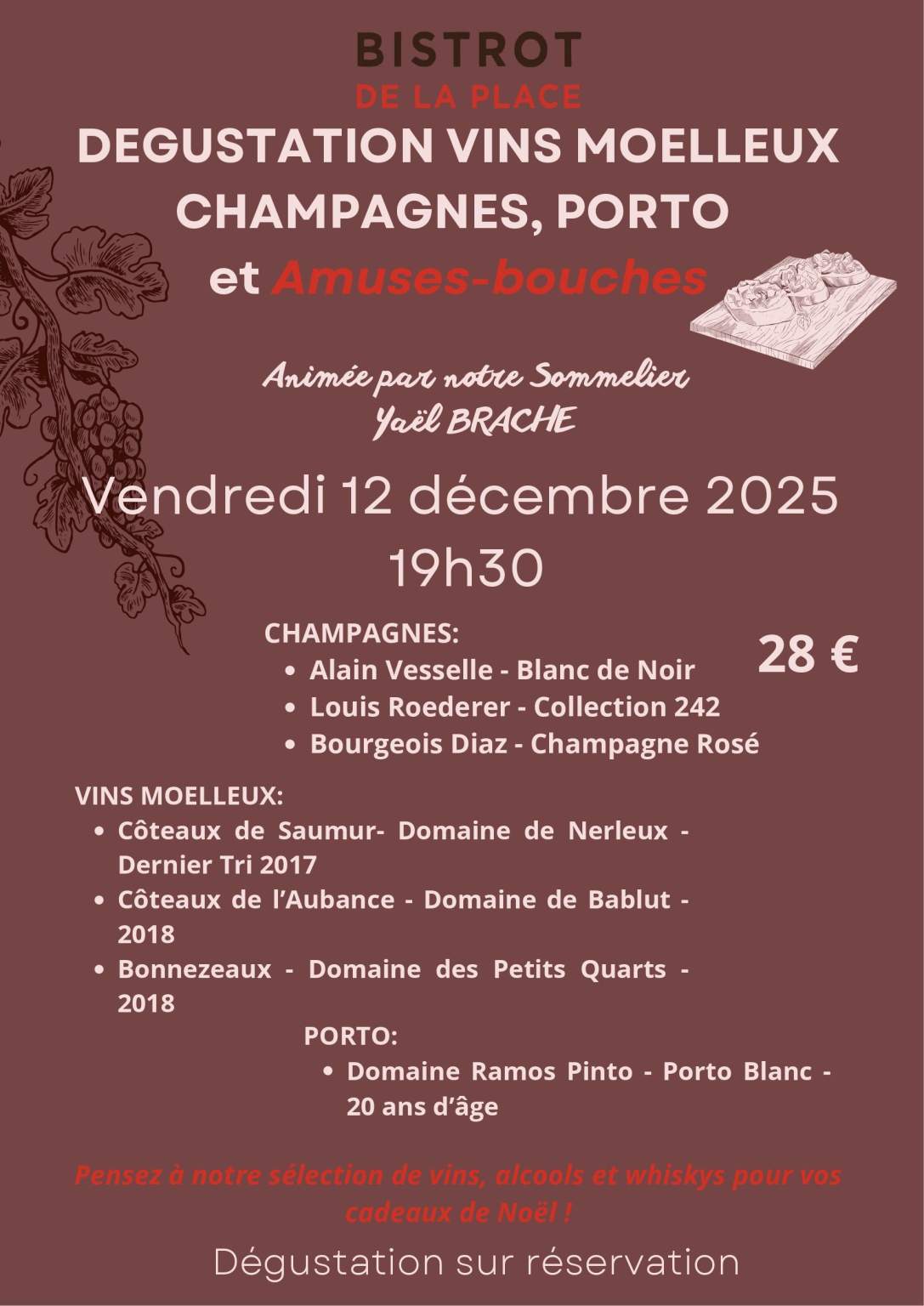 Dégustation de vins bistrot de la place