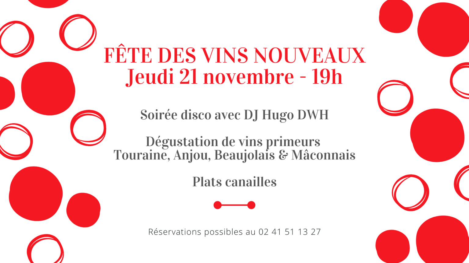 Fête des vins nouveaux 2019 - 21 novembre au Bistrot de la Place